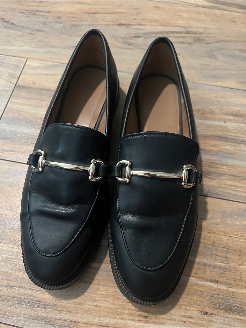 H&M Black leather loafers size 7W